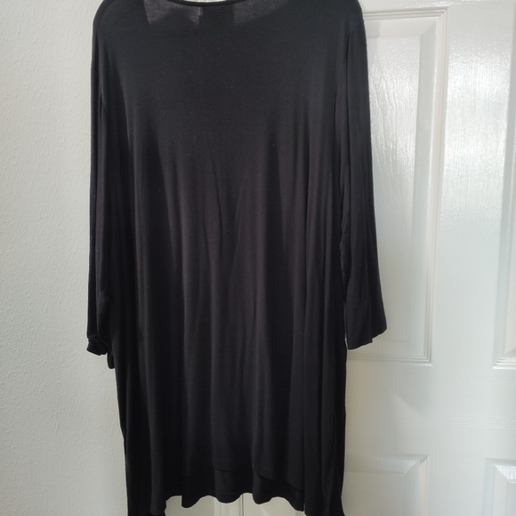 Catherines Anywear Stretch Knit Soft Tunic Blouse 26W/28W Long Plus Black Top - Picture 9 of 9